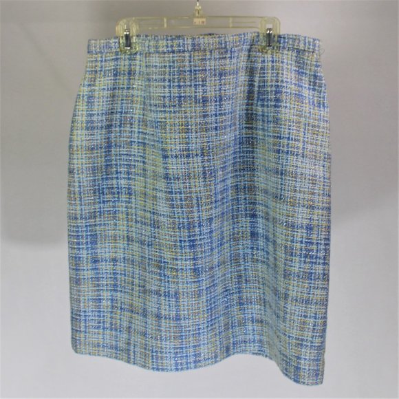 Karen Scott | Blue Tweed Skirt - Picture 2 of 7